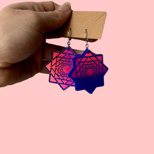 Customizable iridescent/holographic flowstar earrings