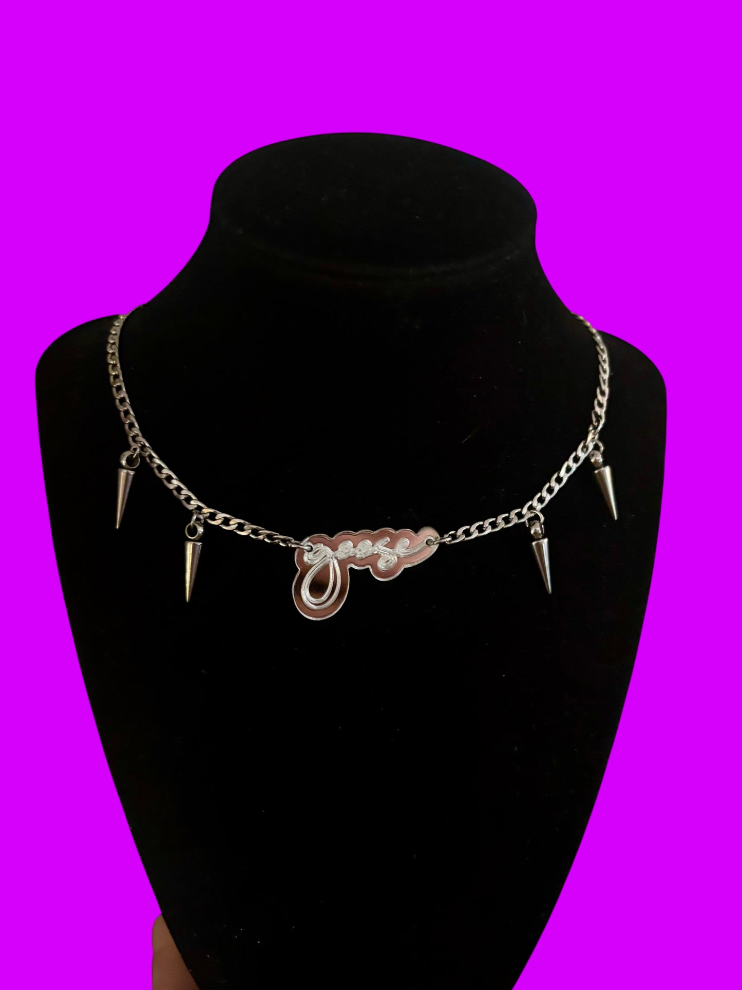 Customizable studded stainless steel necklace