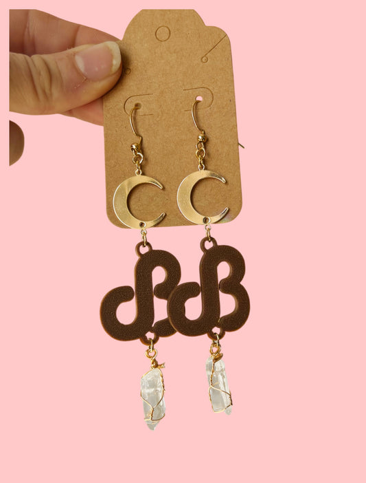 Daily bread inspired moon crystal dangle earrings