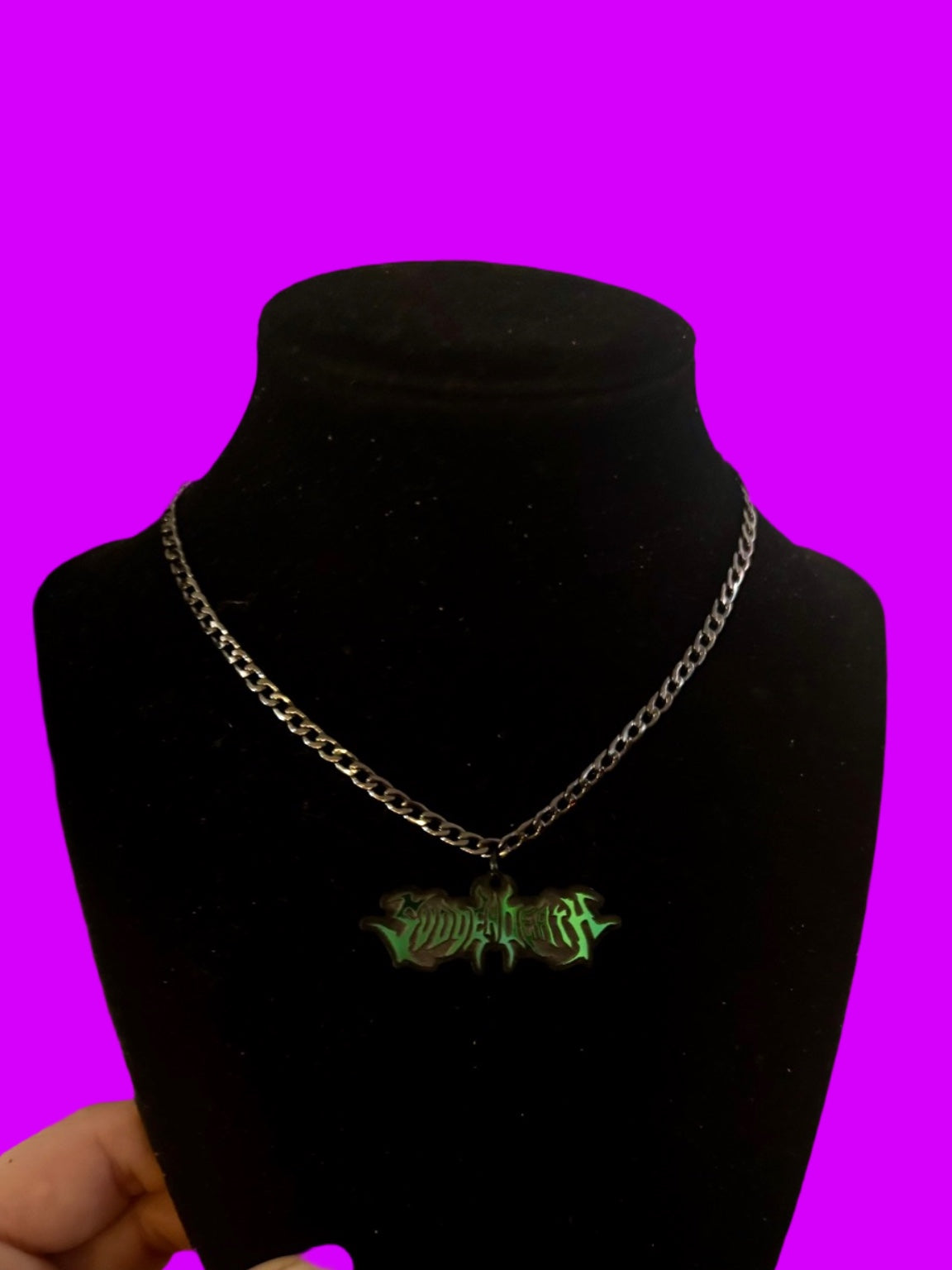 teal holographic unisex basic stainless steel necklace