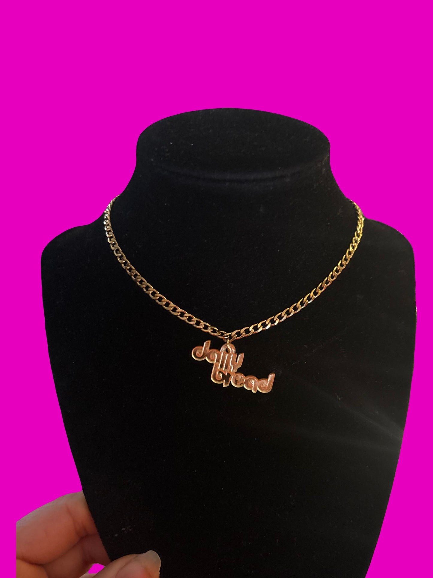 Daily bread stainless steel word necklace