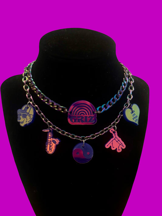 Griz charm necklace stack