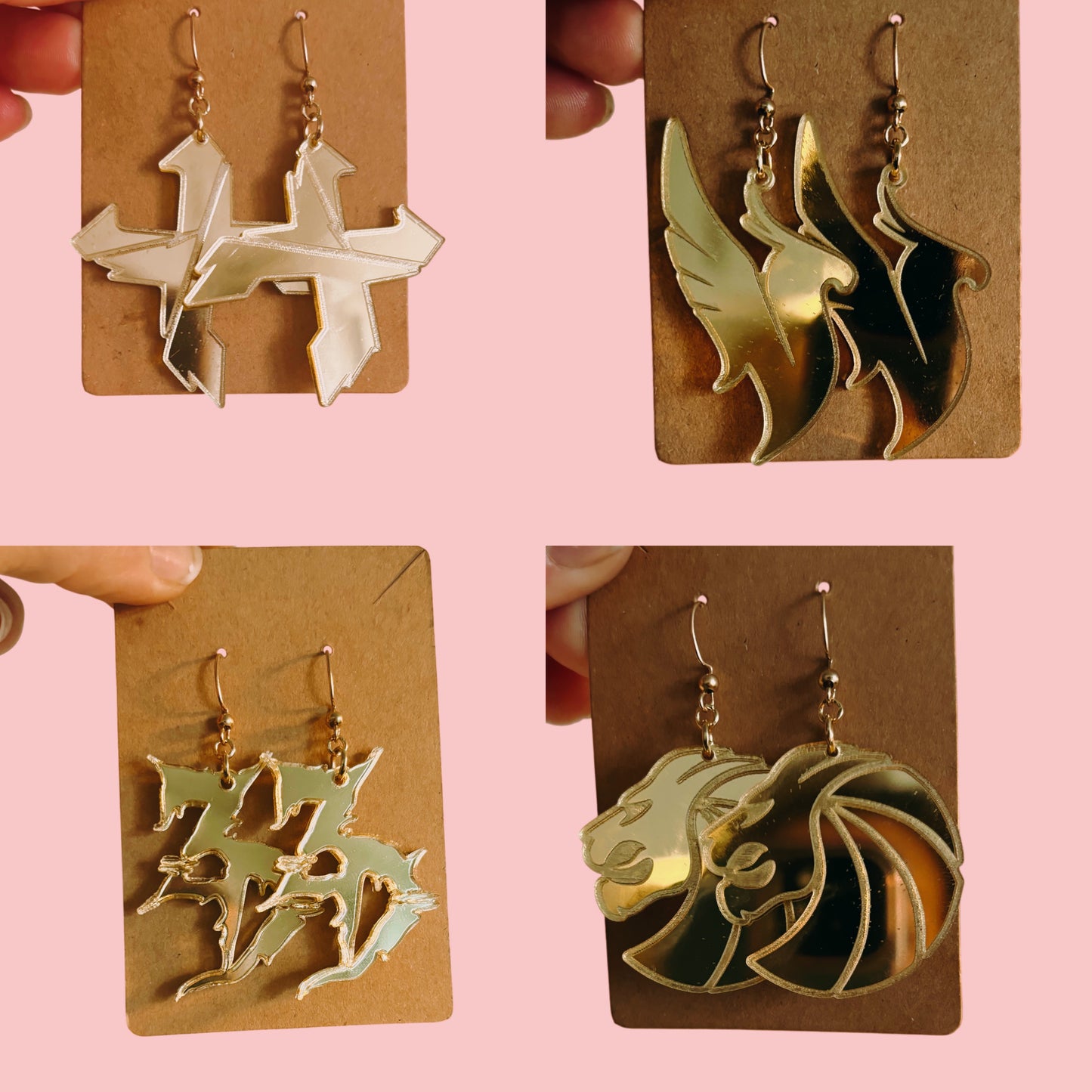 Customizable gold mirror artist inspired acrylic earrings