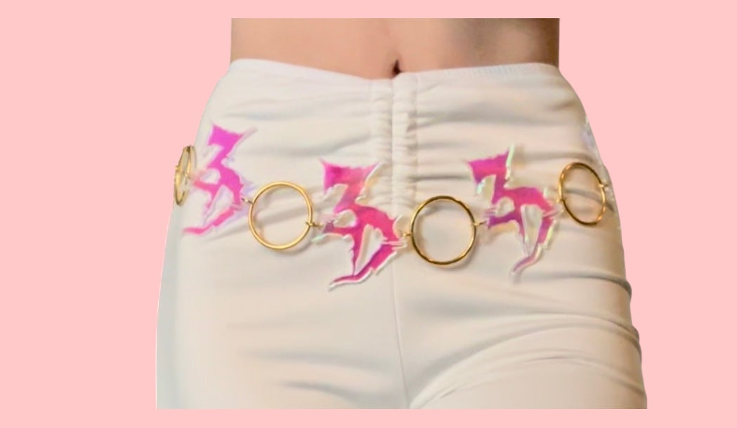 Customizable iridescent acrylic metal ring belt