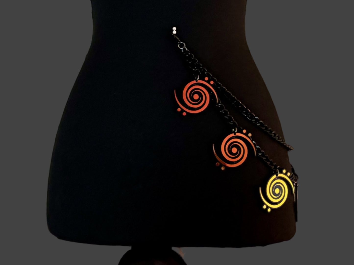 Customizable black chain belt loop chain-midnight holographic, teal holographic, or black and white charms!