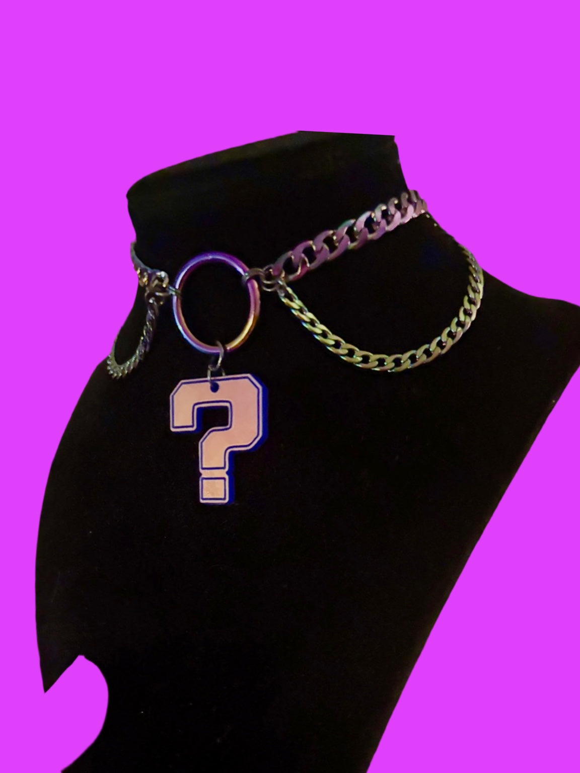 Customizable violet holographic stainless steel choker