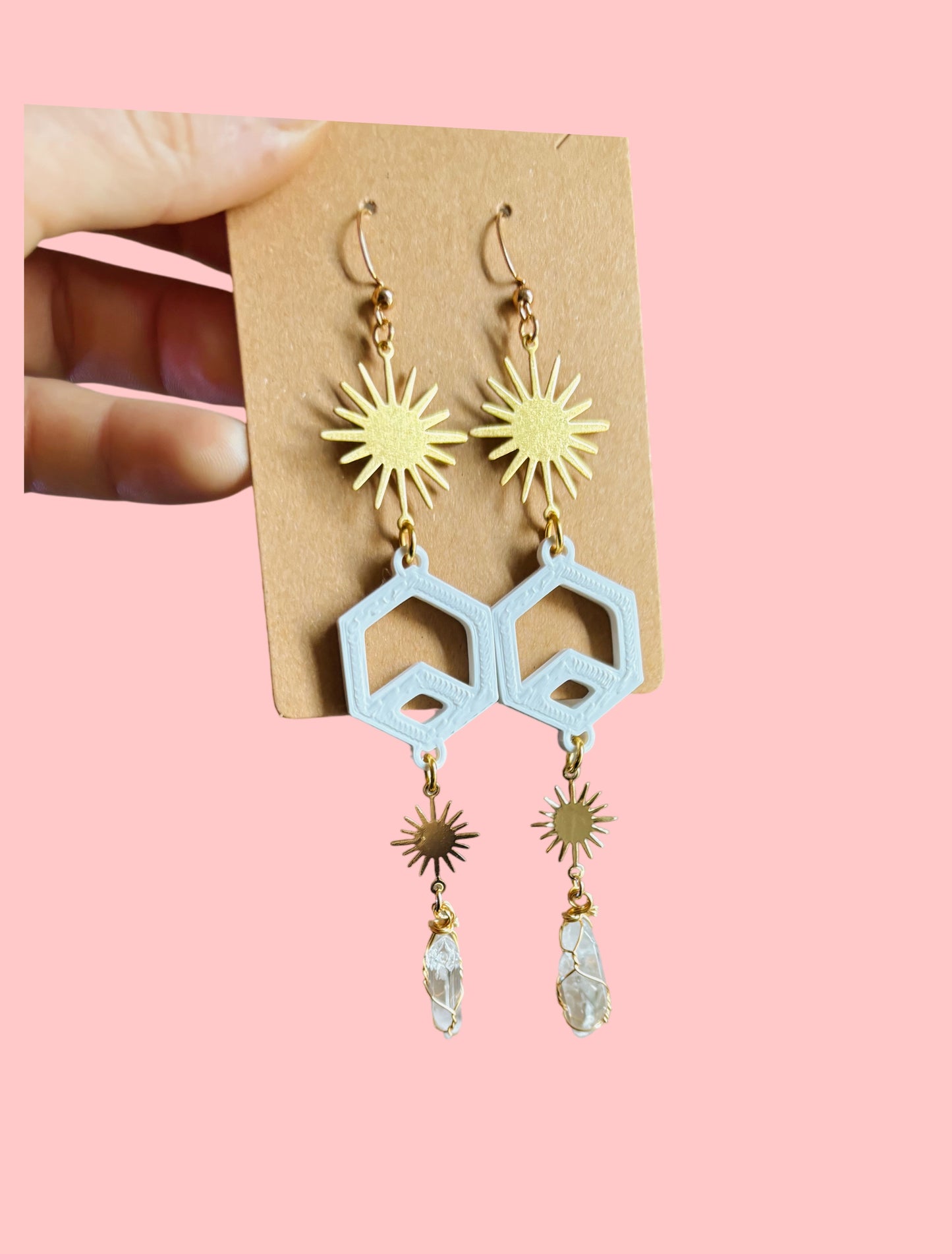 Customizable 3d printed edm sparkle crystal earrings