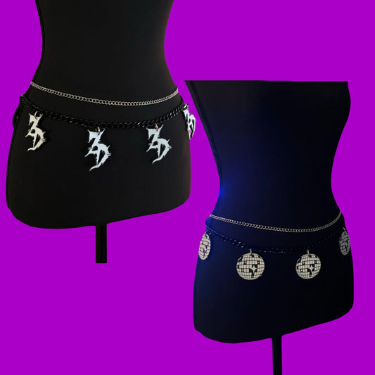 Custom Black and White acrylic chain belt