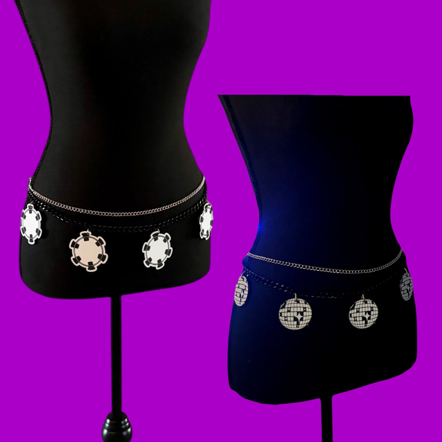 Custom Black and White acrylic chain belt