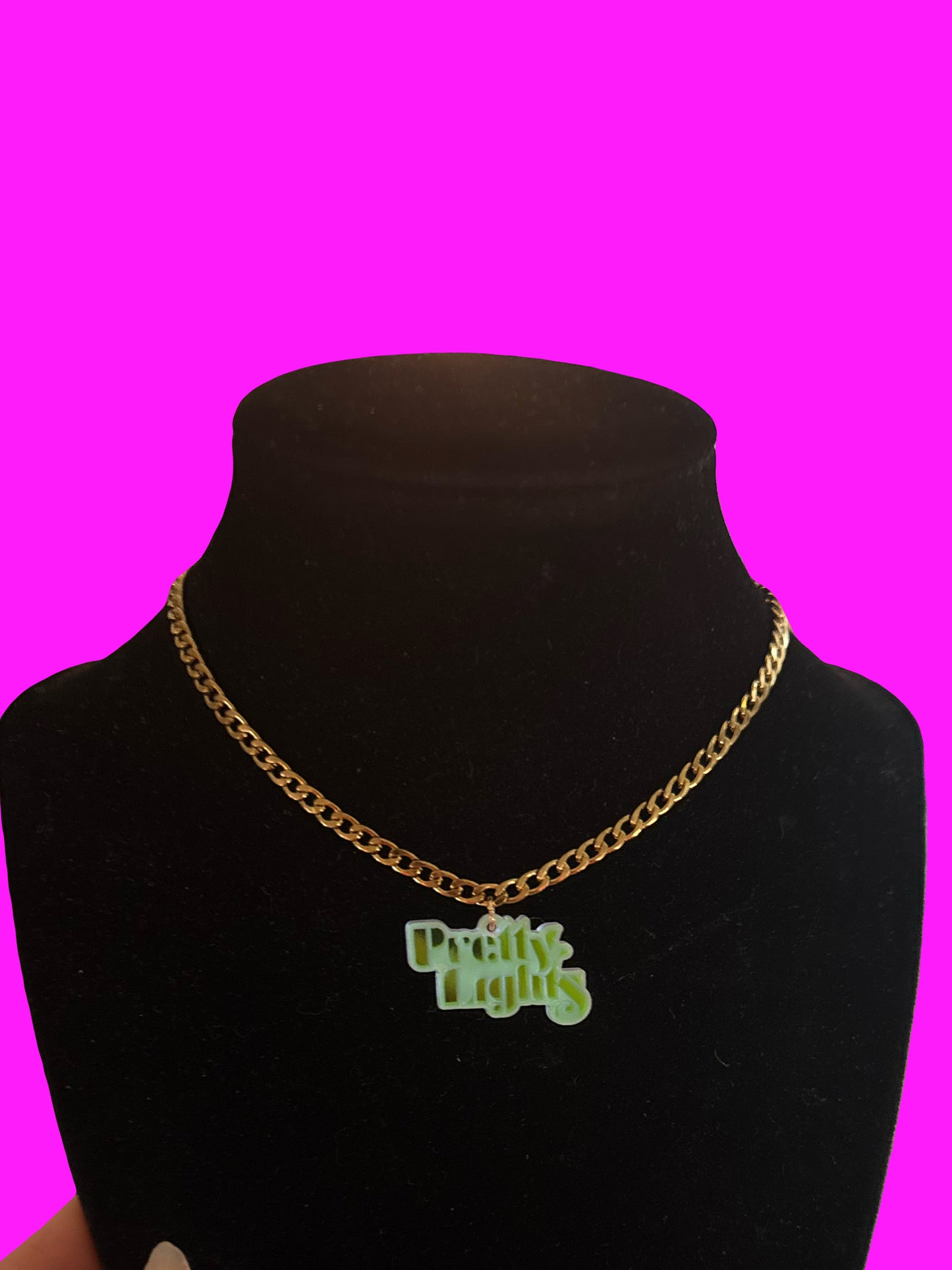 Pretty lights stainless steel word necklace