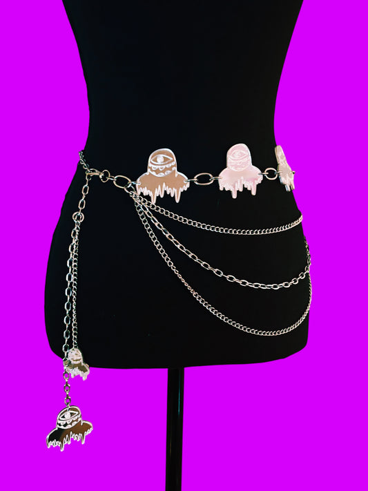 Custom stainless steel & mirror acrylic chain belt