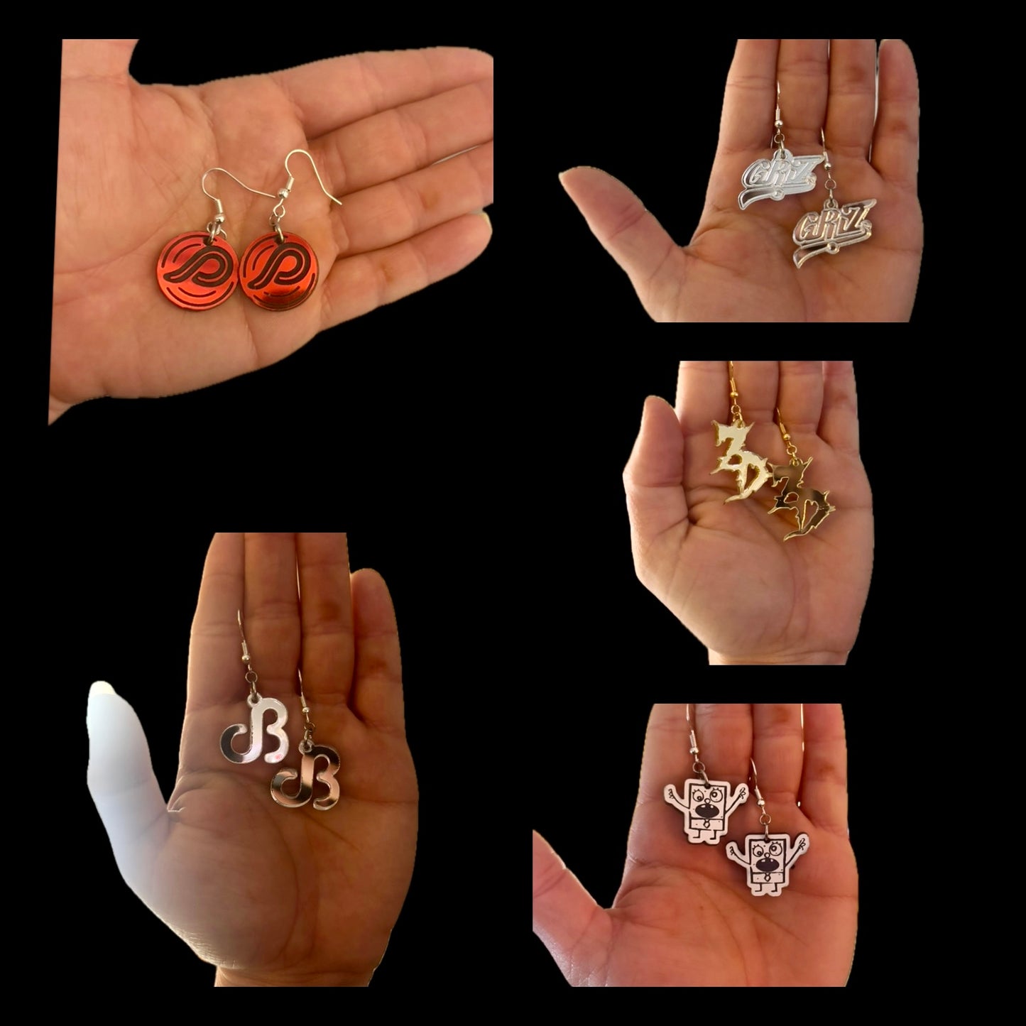 customizable mini acrylic edm earrings