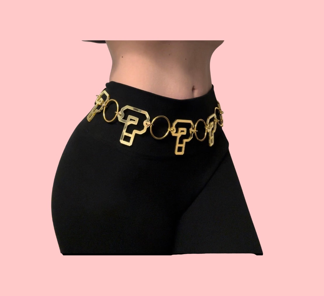 Tipper inspired silver or gold mirror reflective acrylic metal ring belt