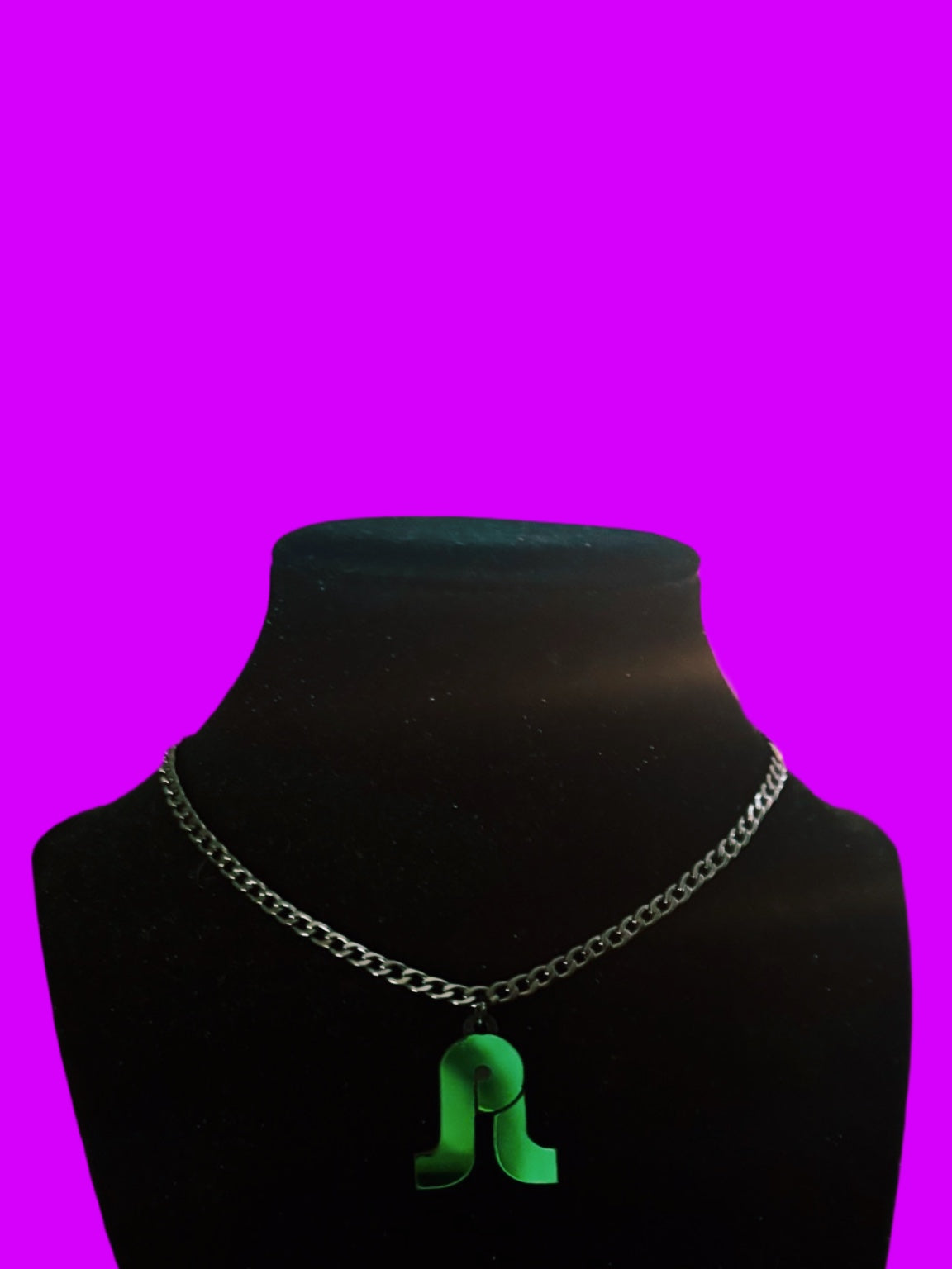 teal holographic unisex basic stainless steel necklace
