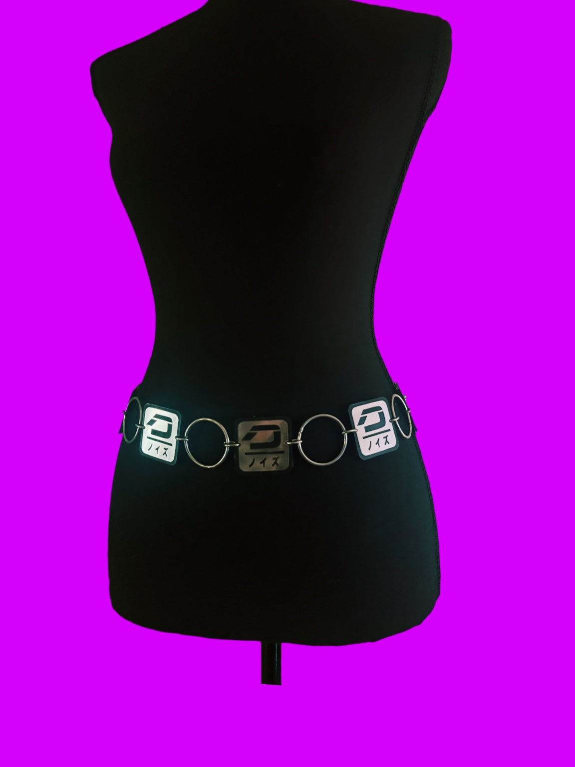 Customizable steel and black acrylic ring belt