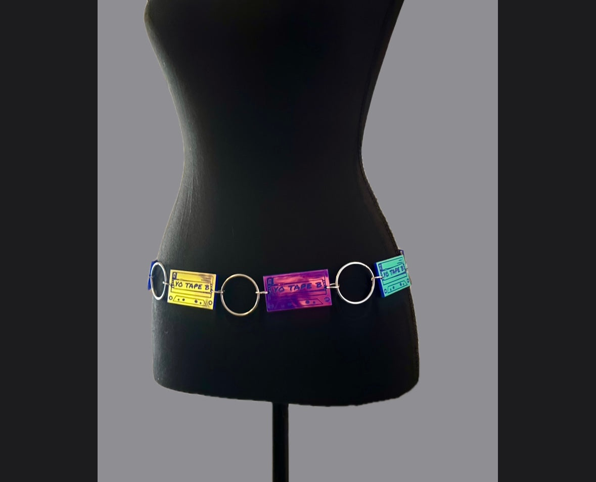 Tape b customizable acrylic metal ring belt