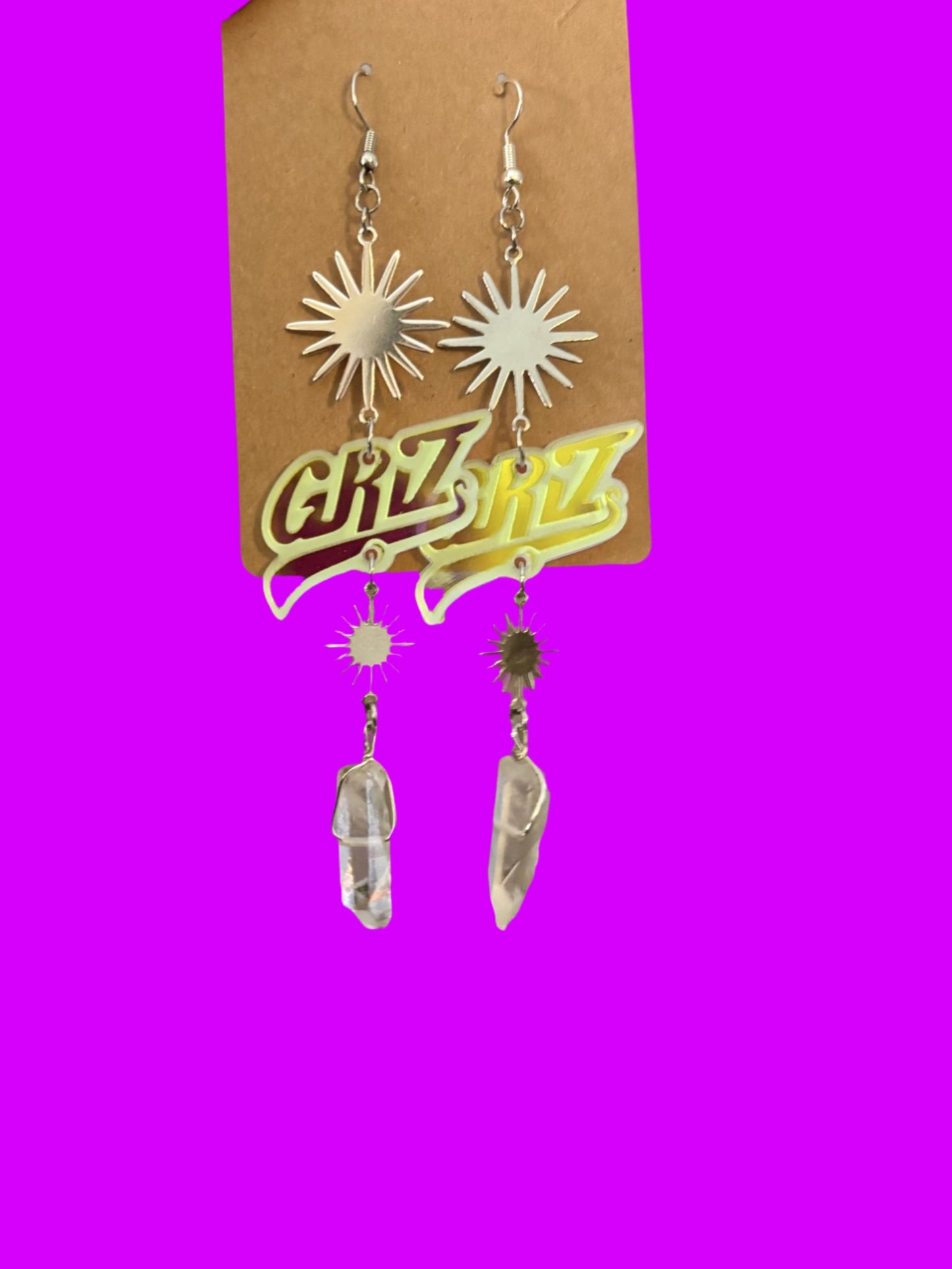 Customizable acrylic sparkle crystal dangle artist earrings