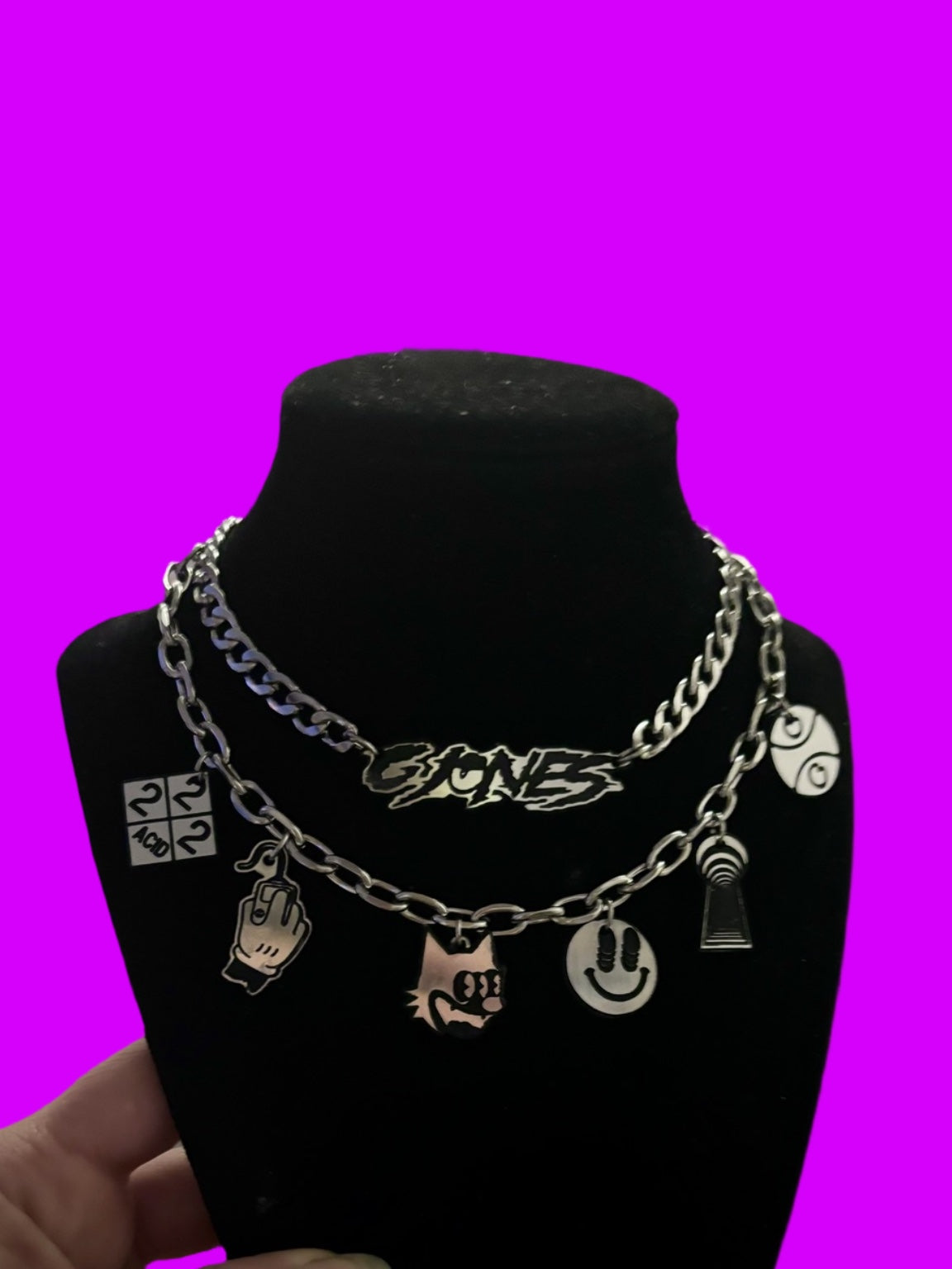 G Jones inspired charm necklace stack