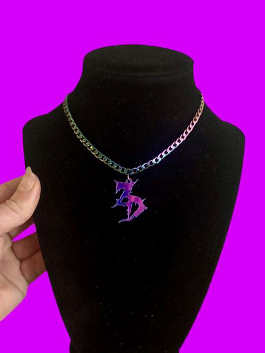 Custom violet holographic unisex basic stainless steel necklace