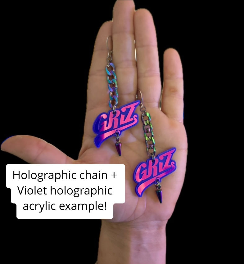 Customizable stainless steel studded chain link earrings