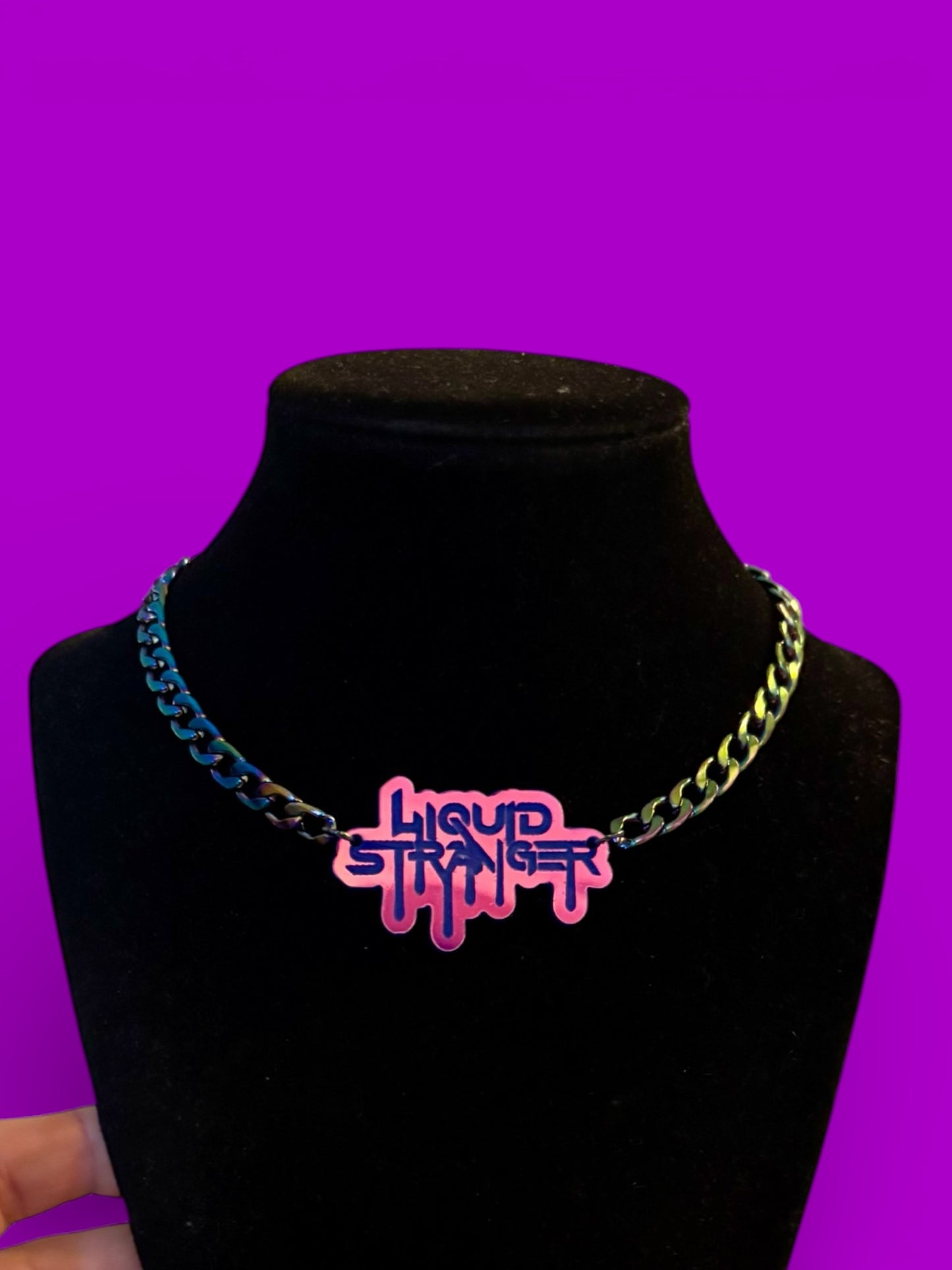 Customizable stainless steel & acrylic nameplate necklace