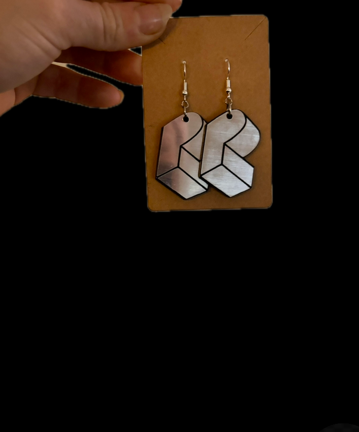 Customizable steel & black edm acrylic earrings
