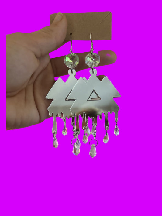 Wakaan iridescent gem drip statement earrings