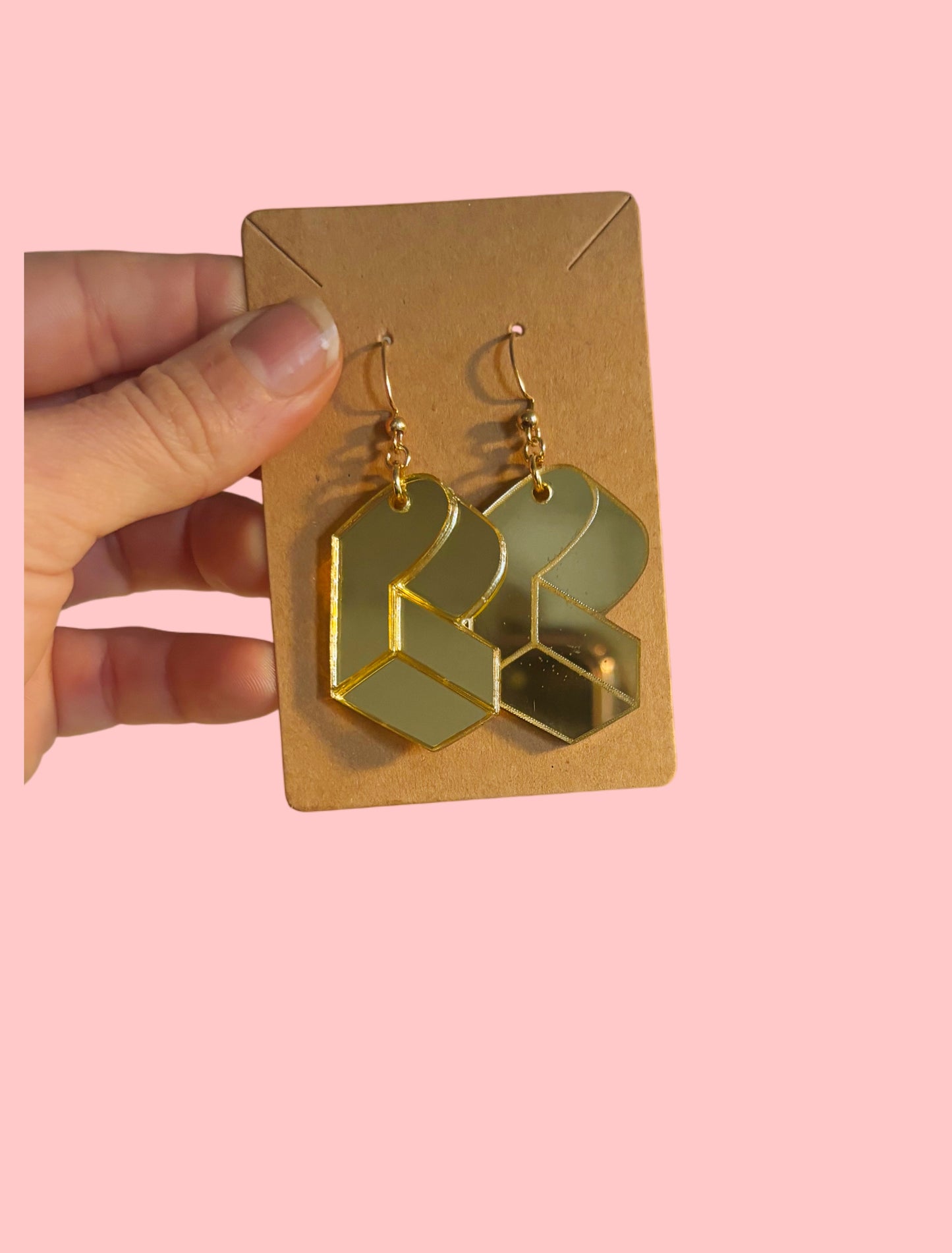 Customizable gold mirror artist inspired acrylic earrings