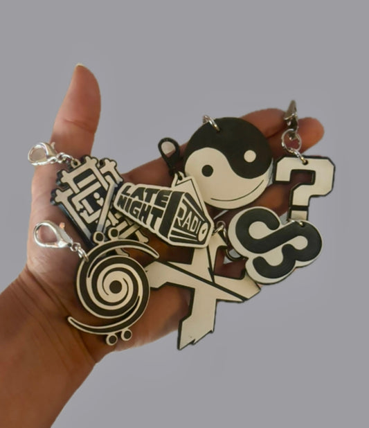 Customizable EDM black & white acrylic clip on charms