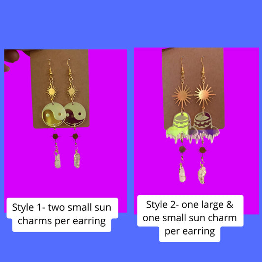 Custom acrylic sparkle crystal dangle artist earrings