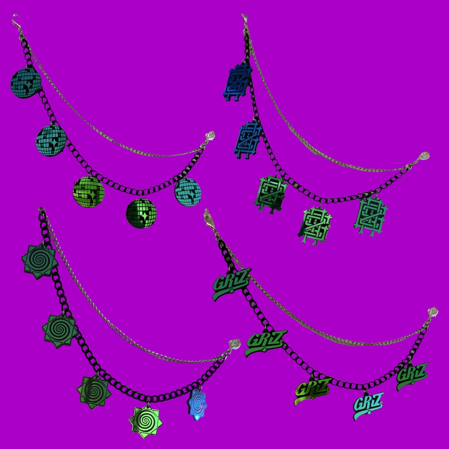Custom teal holographic chain