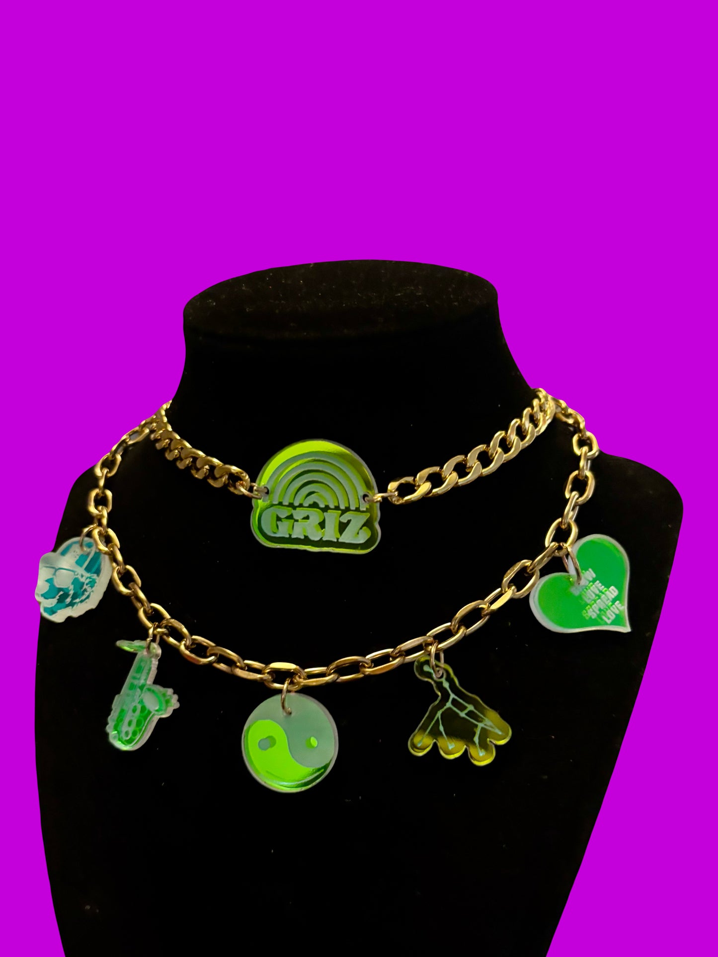 Griz charm necklace stack