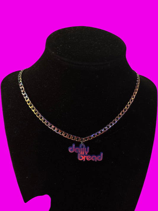 Daily bread stainless steel word necklace