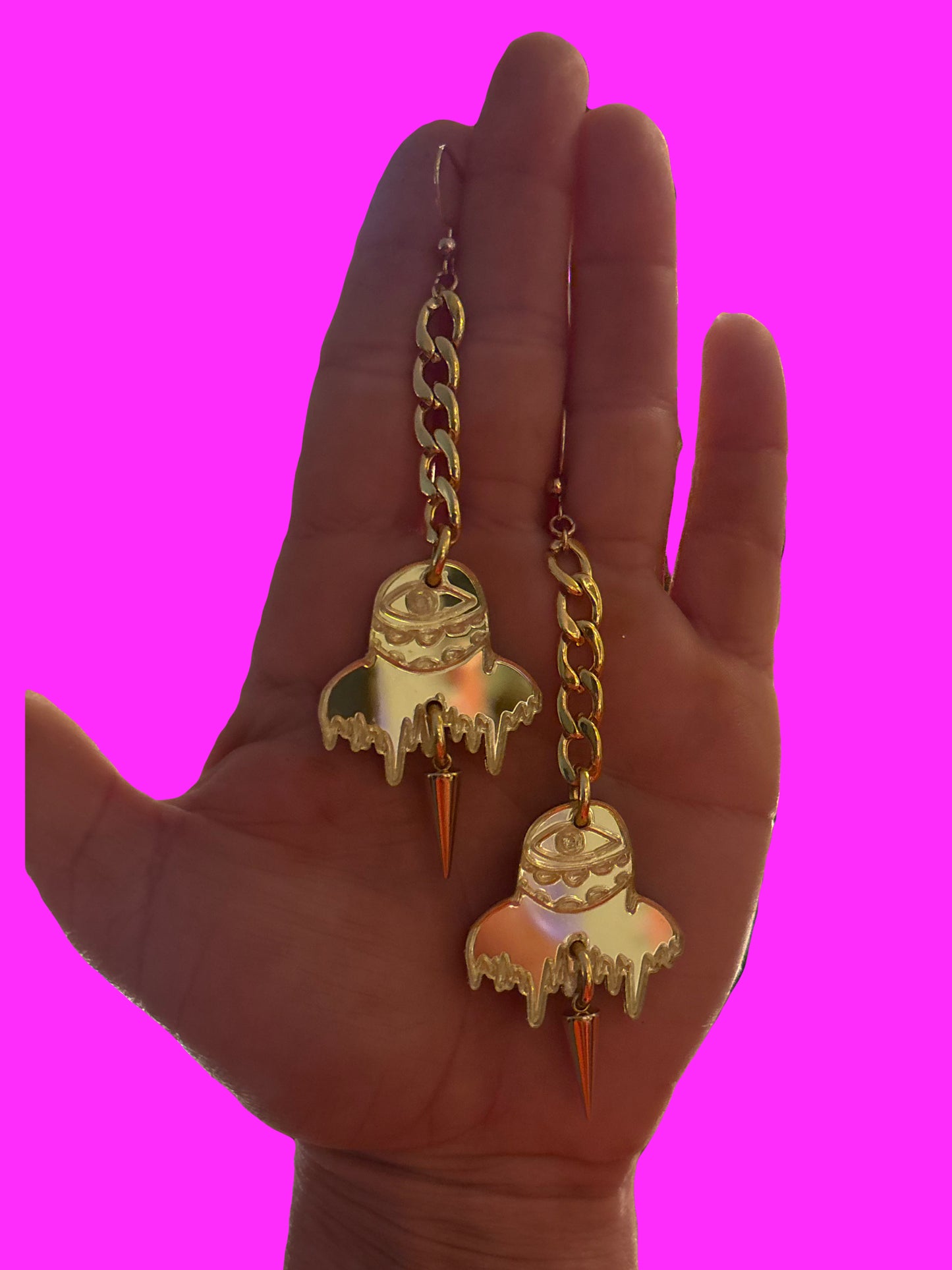 Customizable Subtronics stainless steel & acrylic studded chain link earrings