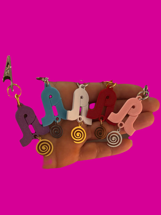 Pretty lights inspired 3d printed swirl hat charms