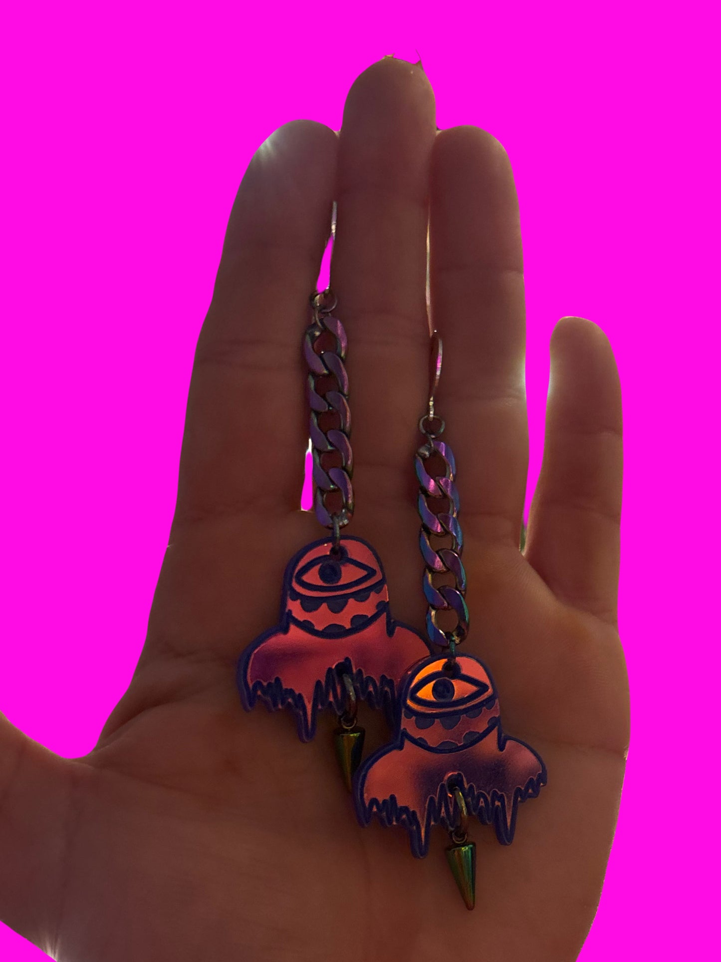 Customizable Subtronics stainless steel & acrylic studded chain link earrings