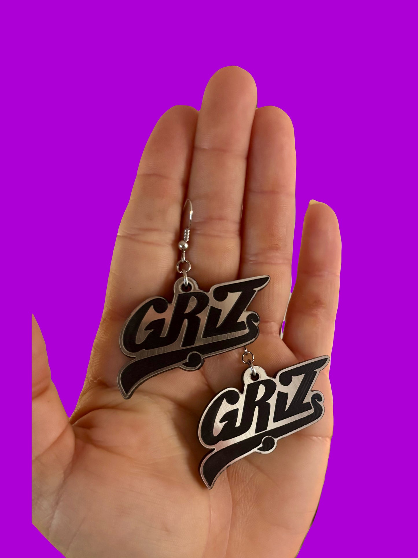 Customizable steel & black edm acrylic earrings