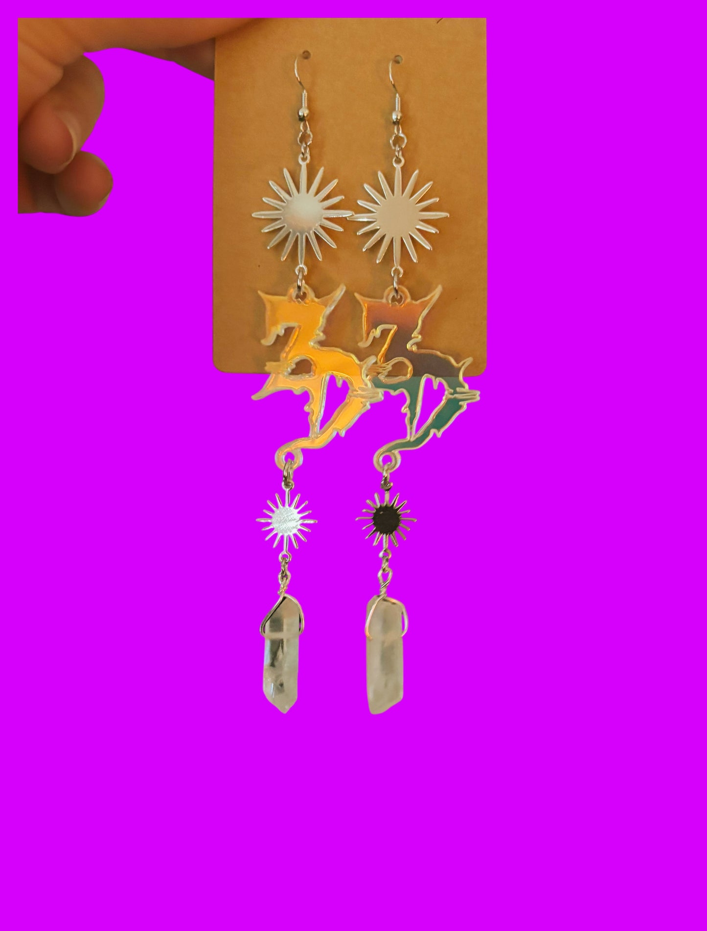 Customizable acrylic sparkle crystal dangle artist earrings