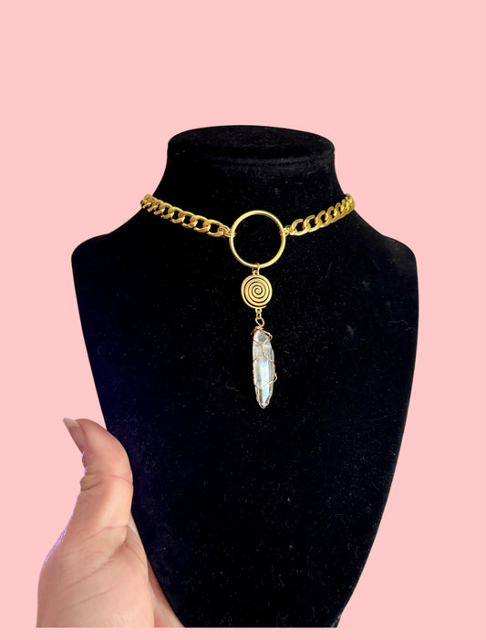 Stainless steel swirl crystal choker