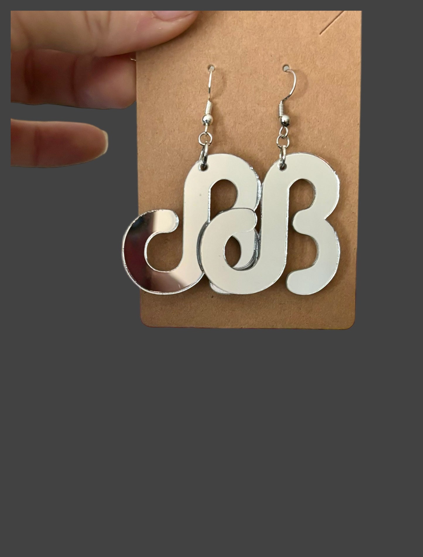Customizable silver mirror artist inspired acrylic earrings