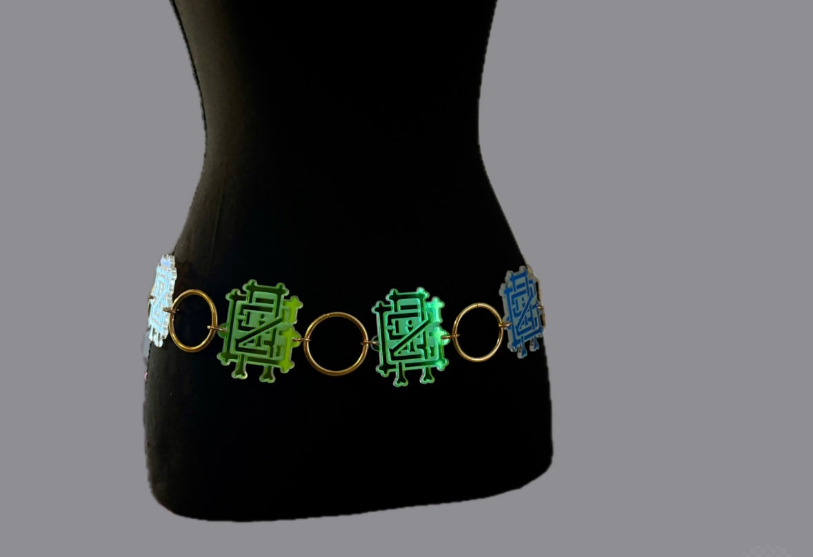 Griz customizable acrylic metal ring belt