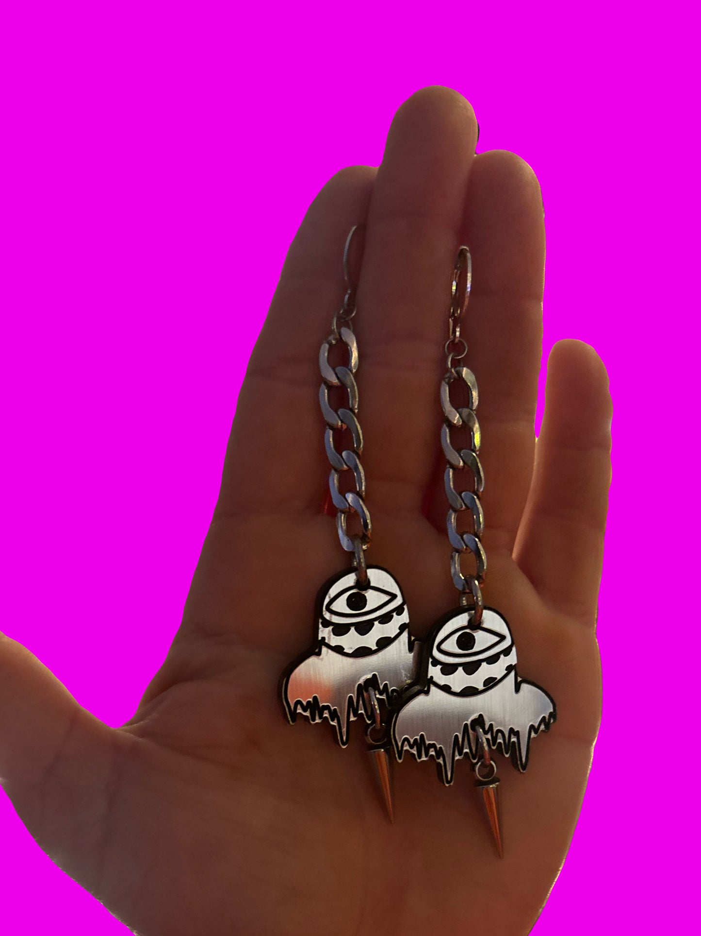 Customizable Subtronics stainless steel & acrylic studded chain link earrings