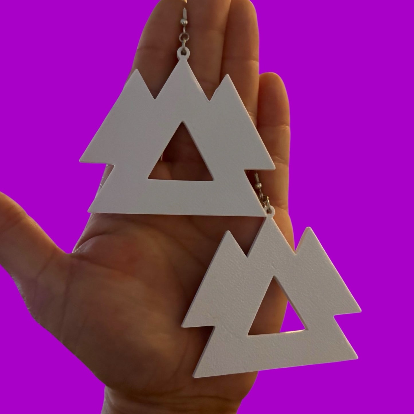 Large white 3d printed earrings