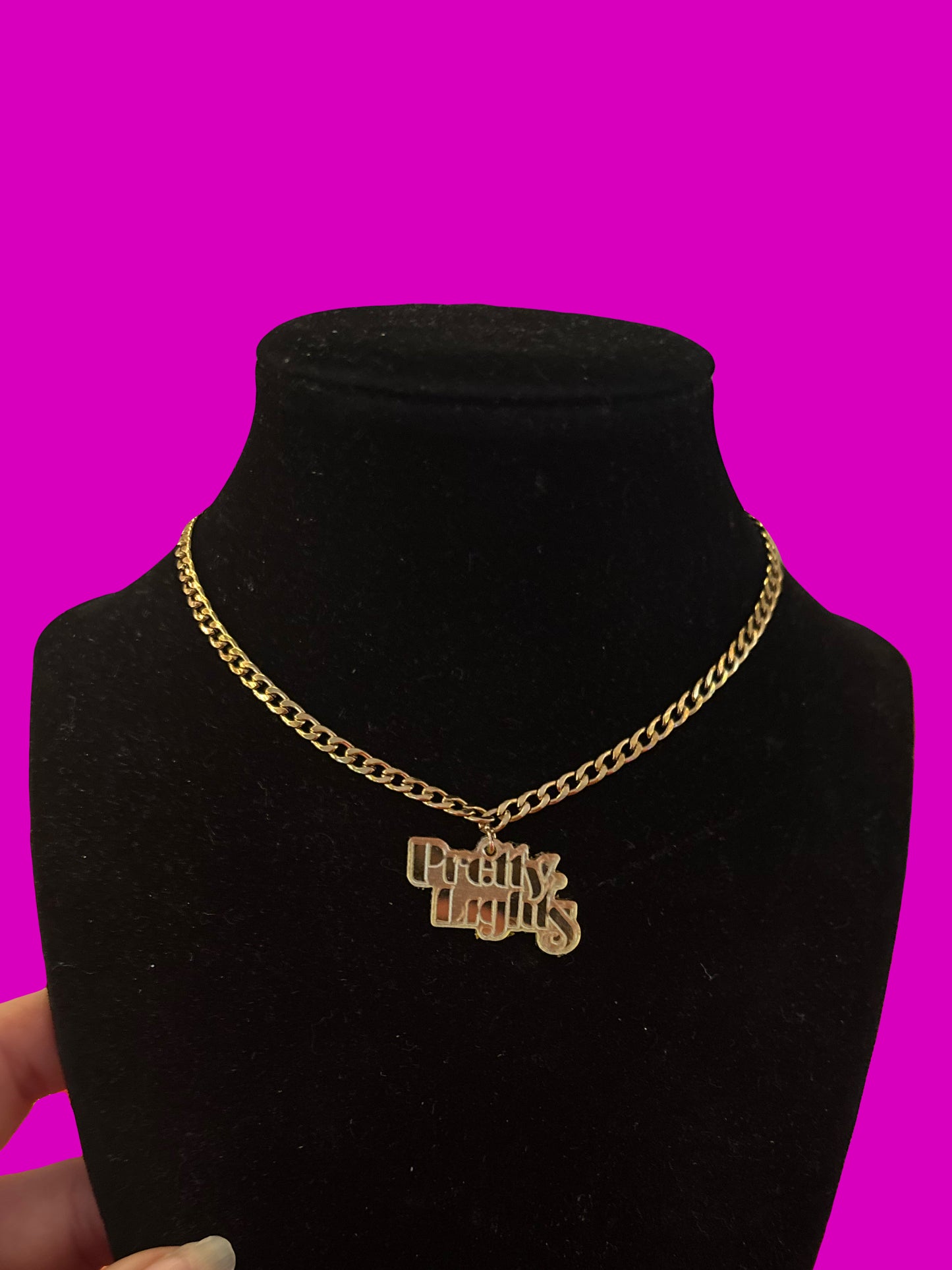 Pretty lights stainless steel word necklace