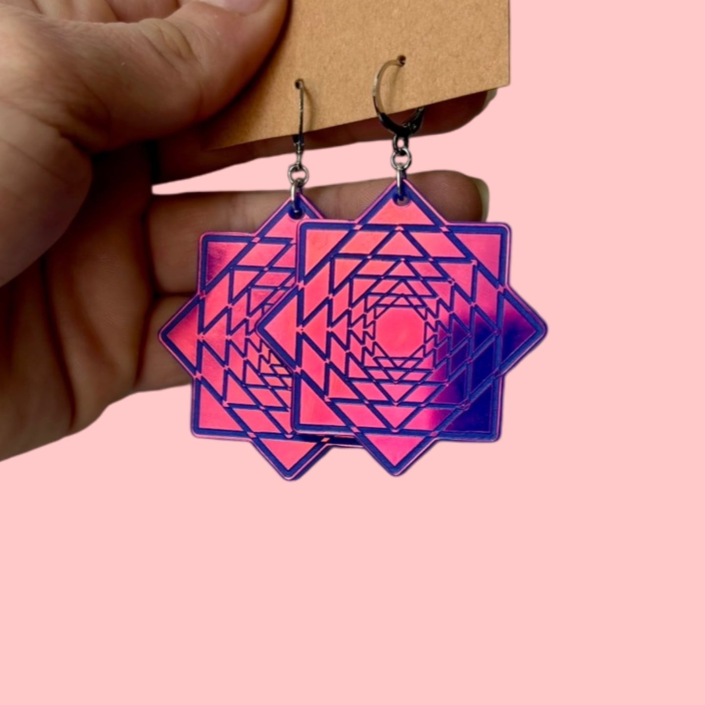 Customizable iridescent/holographic flowstar earrings