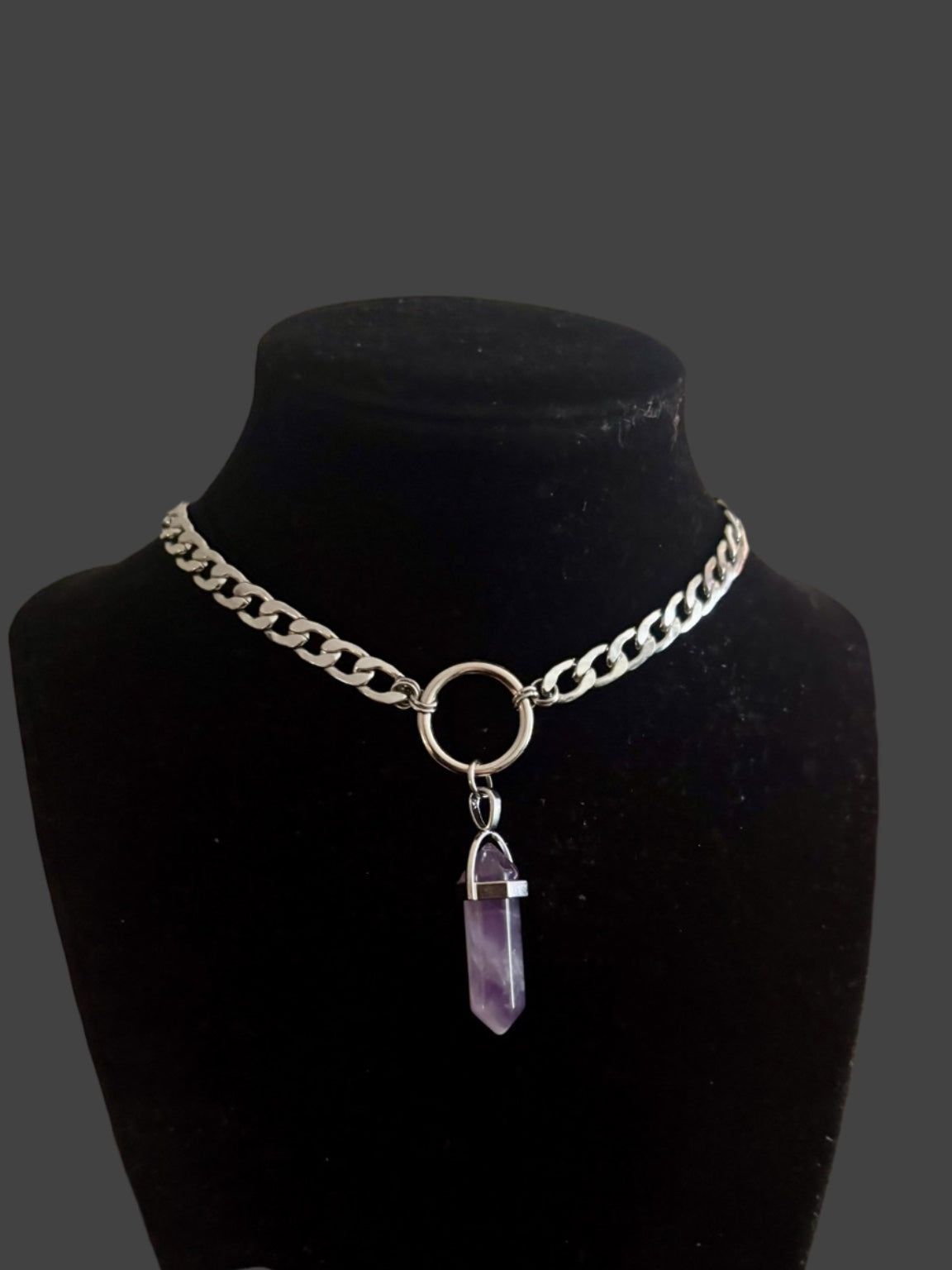 Stainless steel silver crystal chokers