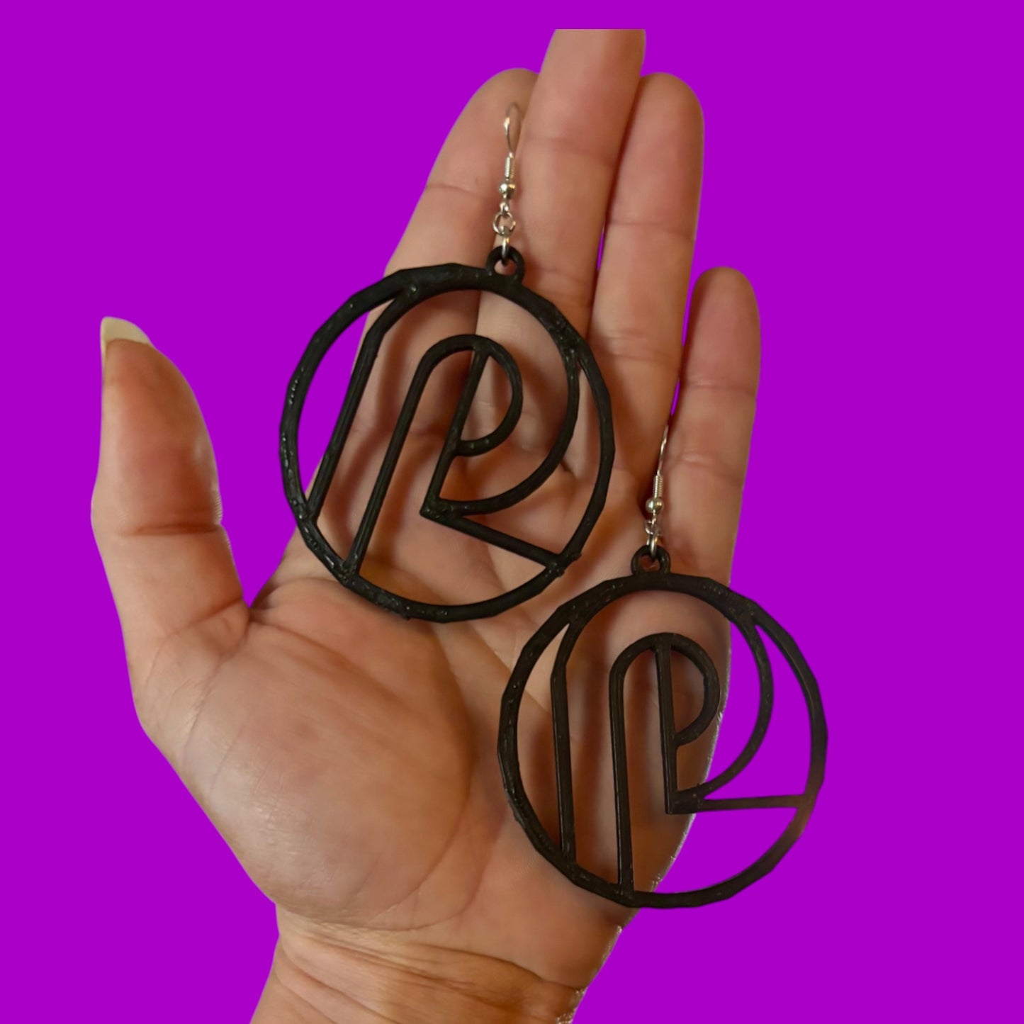 Large black 3d printed PL Earrings