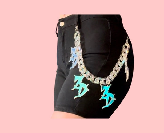 Customizable artist inspired iridescent belt loop chain