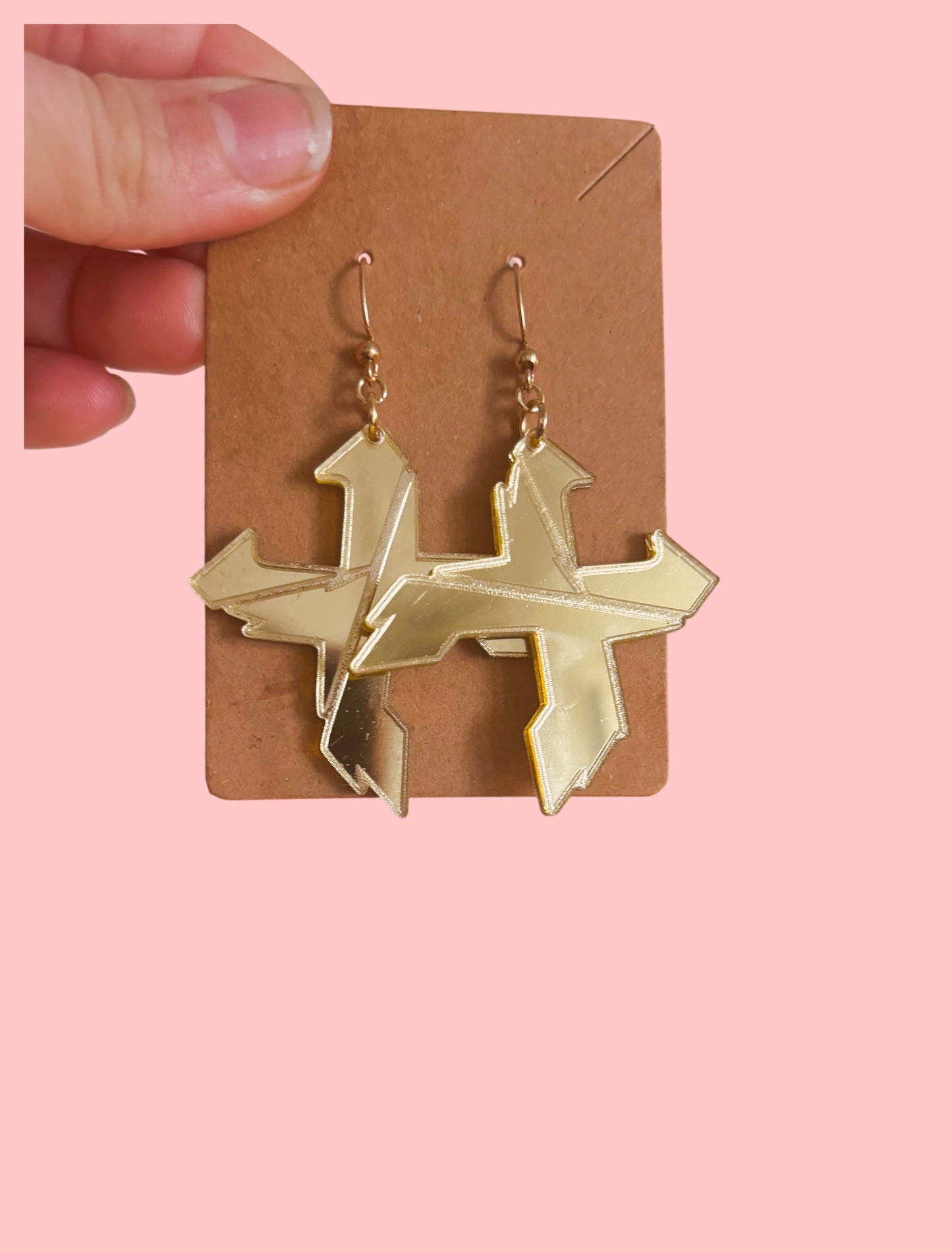 Customizable gold mirror artist inspired acrylic earrings