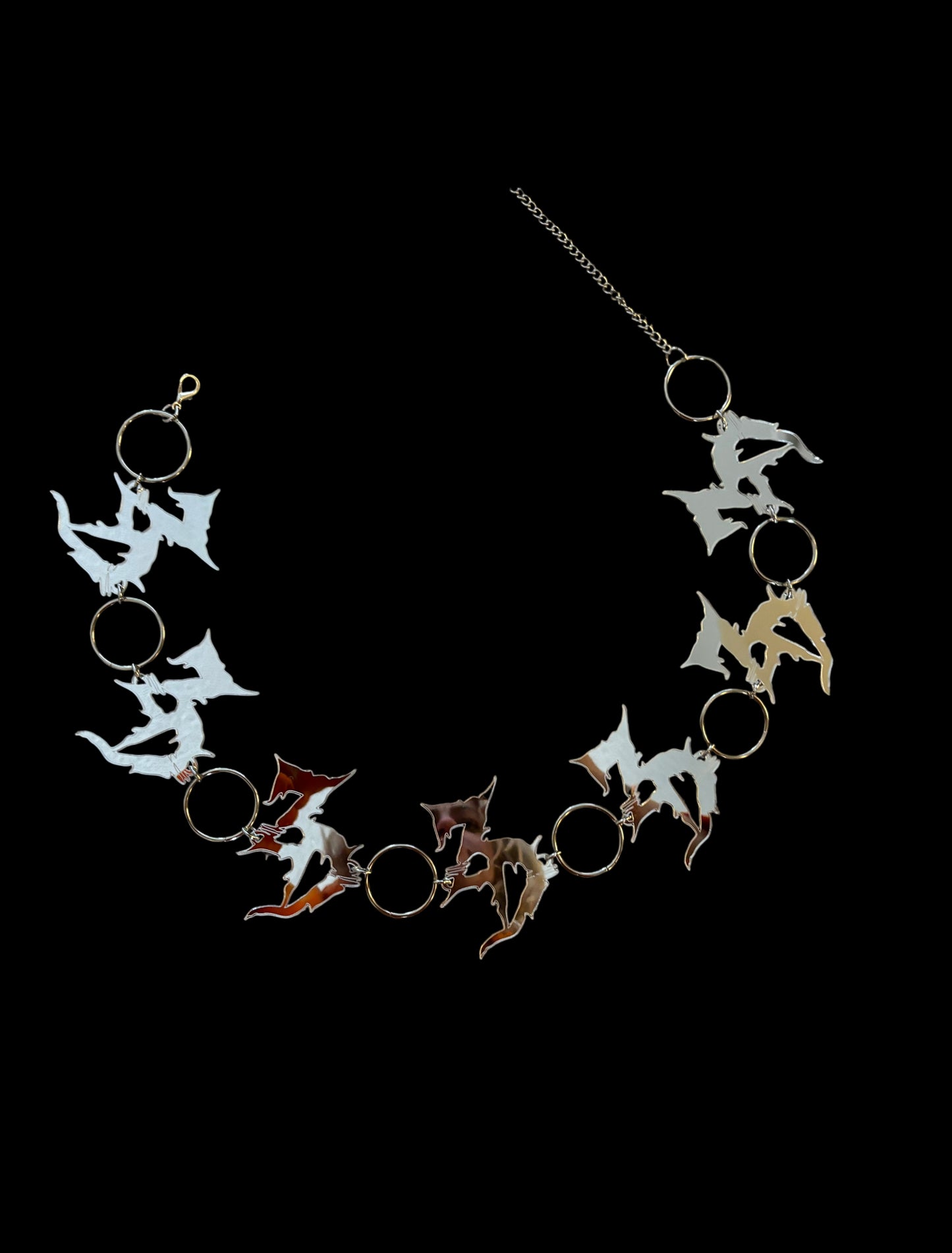 ZD inspired silver or gold mirror reflective acrylic metal ring belt